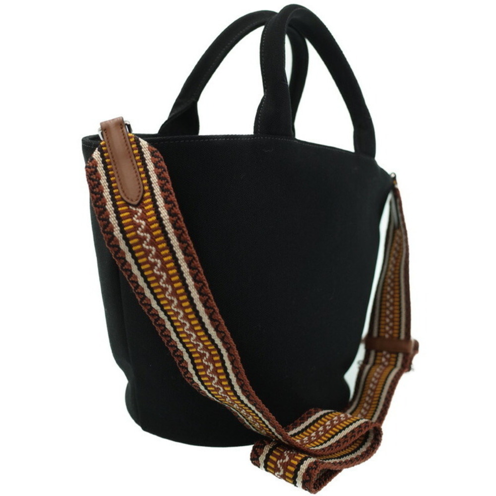 Prada Logo Shopping 2way Tote Convertible Canapa Black canvas